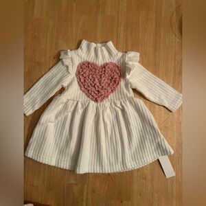 Baby girl 6/9 months white dress with pink heart